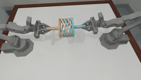 Overhead camera view of the claw puzzle